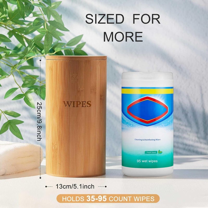 Willinglong Refillable Wet Wipes Dispenser Disinfecting Wipe Container with Magnetic Lid Stylish Decorative Bamboo Holder for Bathroom Kitchen Countertop Home Office Storage Cleaning(Natural) - Image 2